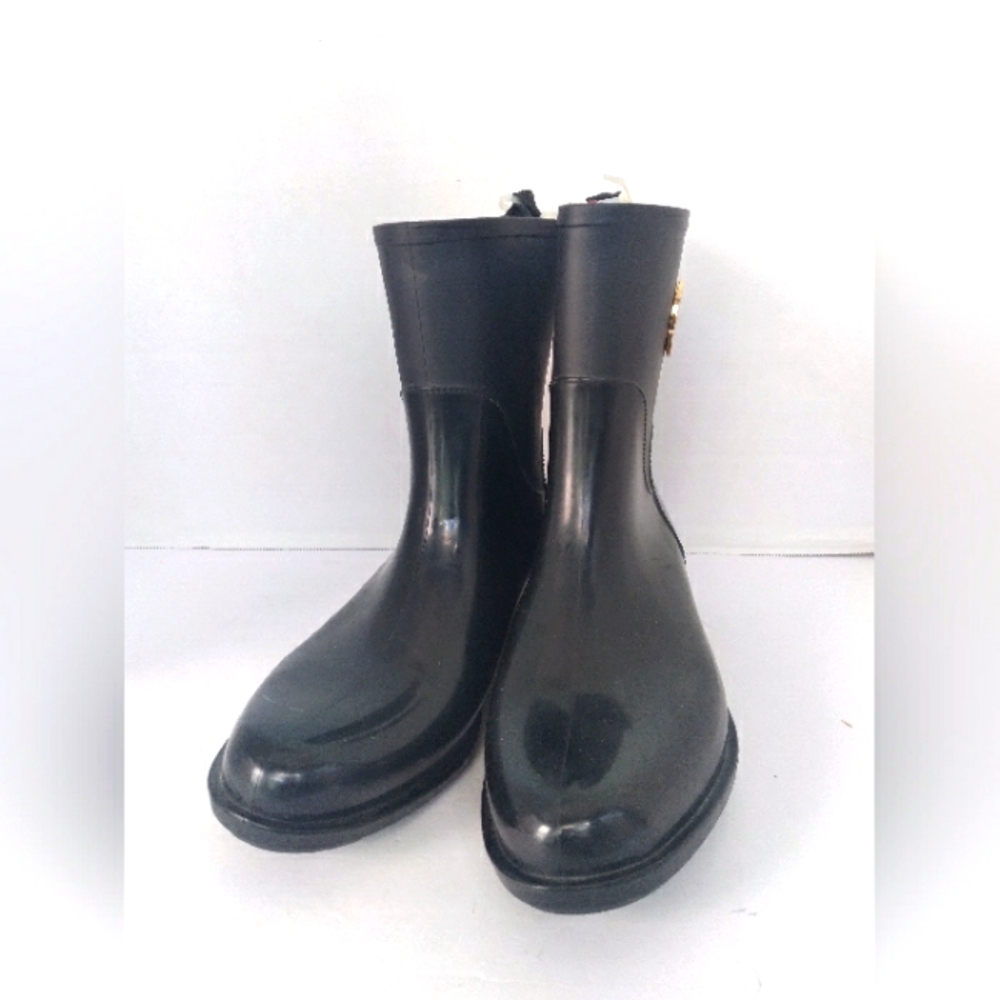 Tommy Hilfiger Rain Boots Waterproof Pull On Classic Black Rainboots